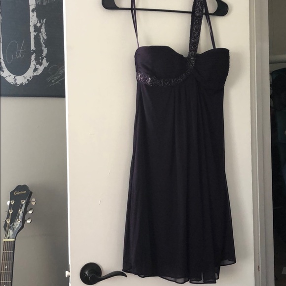 One Shoulder Purple Prom Dress - Picture 2 of 3